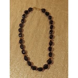 Vintage Napier Necklace-Black and Gold Choker Bead Necklace, SIGNED